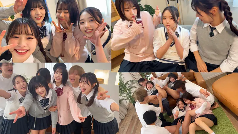 【二葉エマ・五芭・虹村ゆみ・赤名いと】可憐な制服姿の女子校生がレズキスで魅せるエロの極致-1